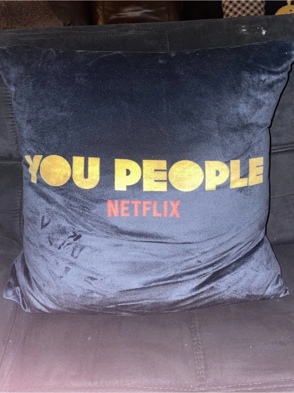 Netflix Black Pillow with Gold 